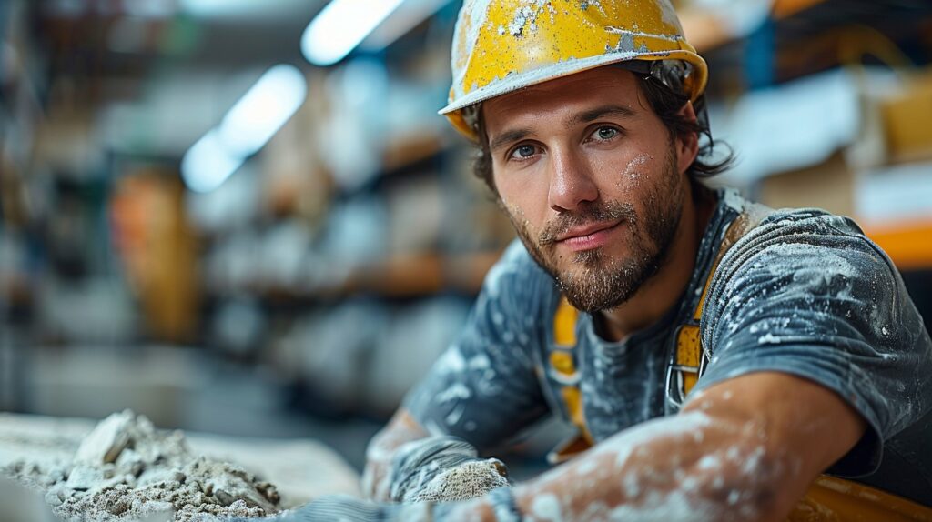 helmeted construction worker