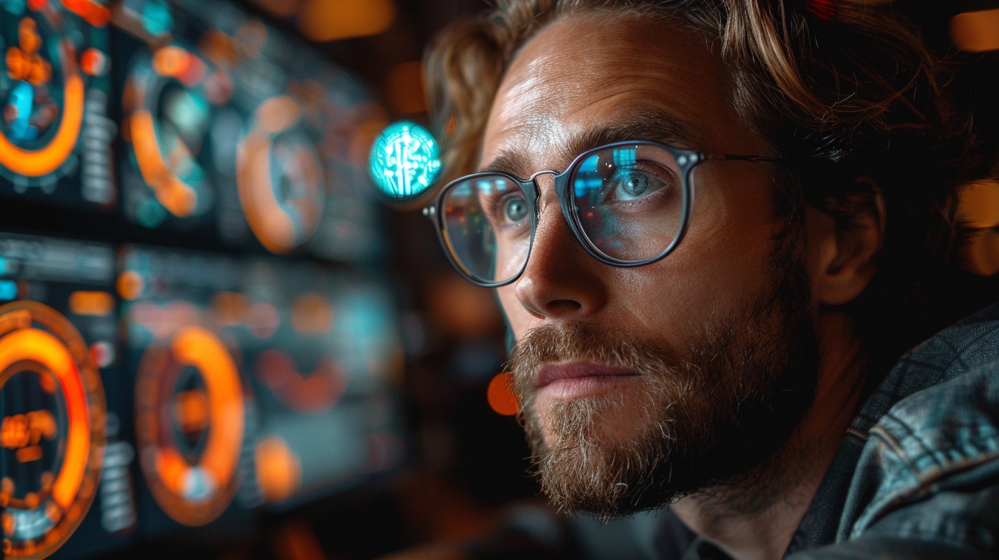 Businessman analyzing customer data with AI tools